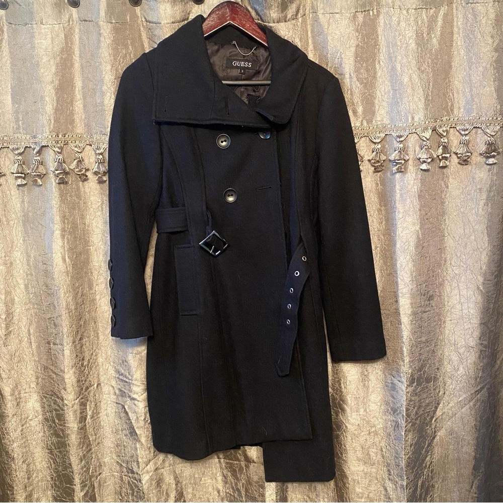 Guess Black Double-Breasted Coat